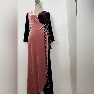 Misa Los Angeles two toned maroon pink wrap velvet dress nwot sz large l fits m